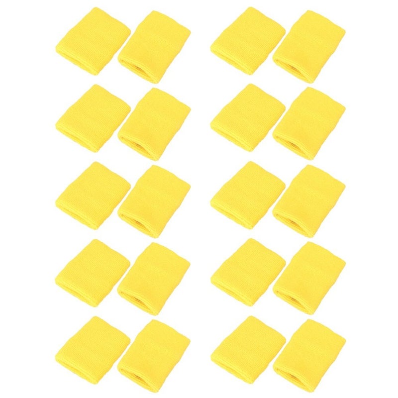 Mallofusa 10 Pack Colorful Sports Basketball Football Absorbent Wristband Party Outdoor Activity (Yellow) - Image 1